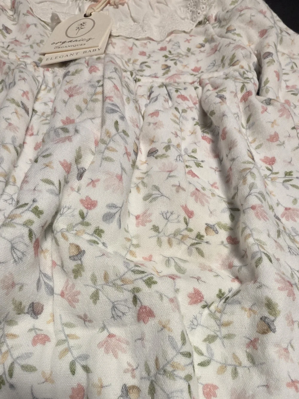 Delicate Floral Ruffle Collar Baby Romper - White with Pink & Green
